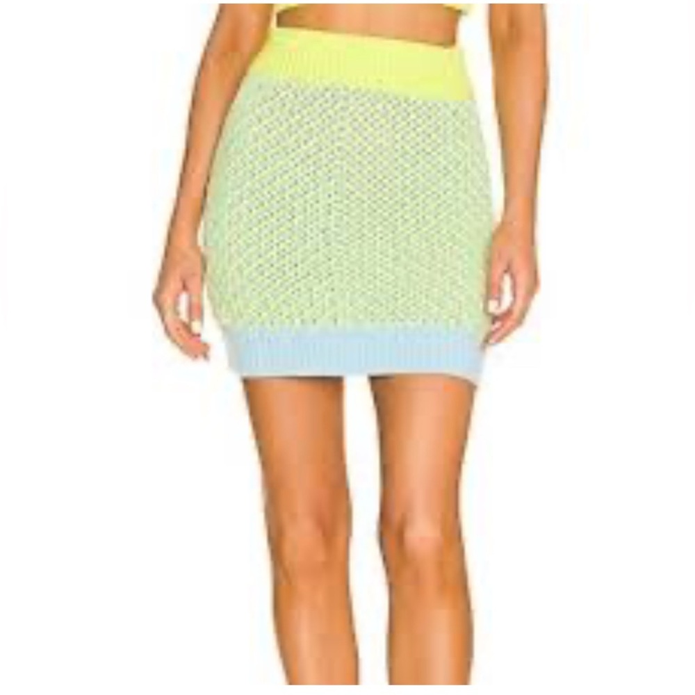 NWT JACINDA MINI SKIRT - FOR LOVE & LEMONS in Lime Green/Light Blue